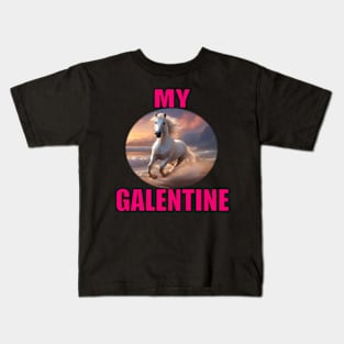 My galentine, white horse galloping on the beach Kids T-Shirt